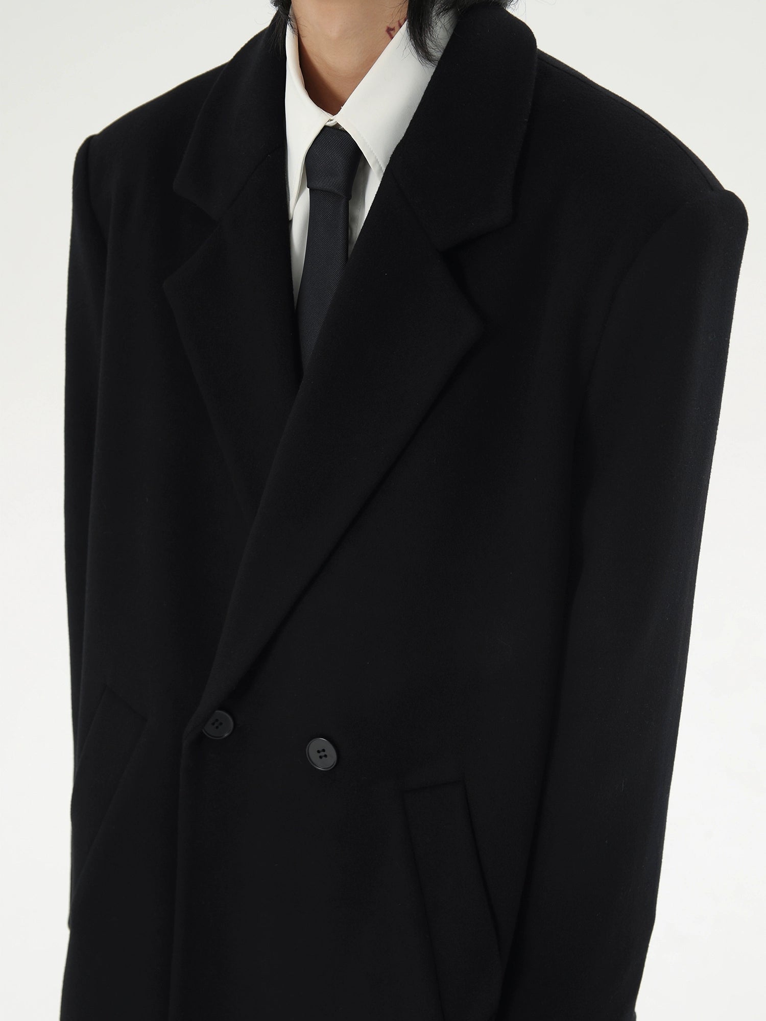Classic Black Wool Overcoat