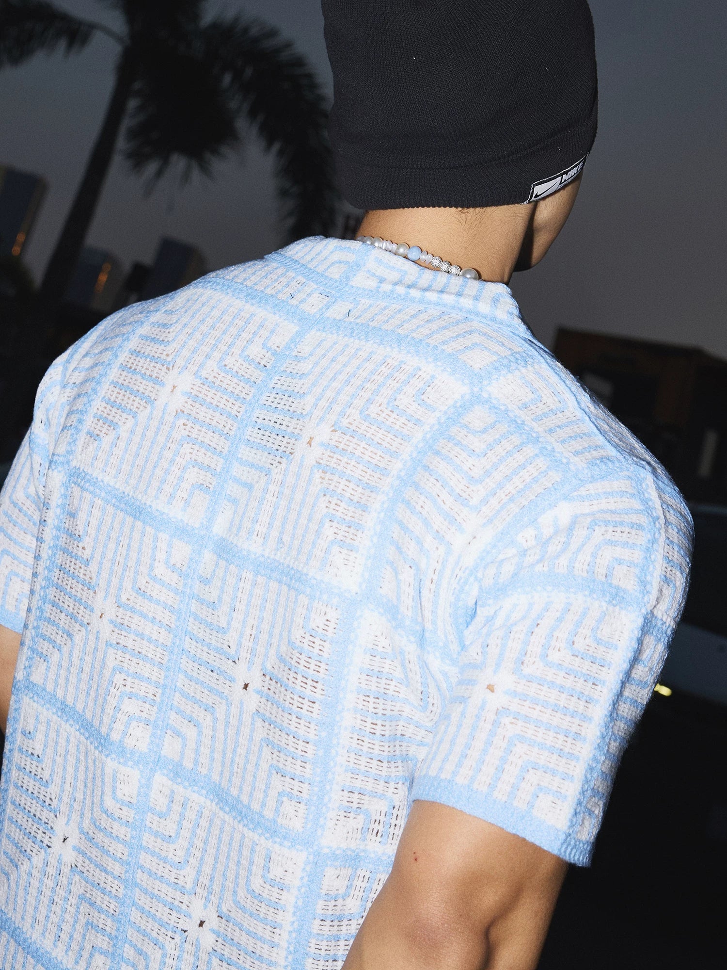 Skywave Crochet Mesh Button Shirt