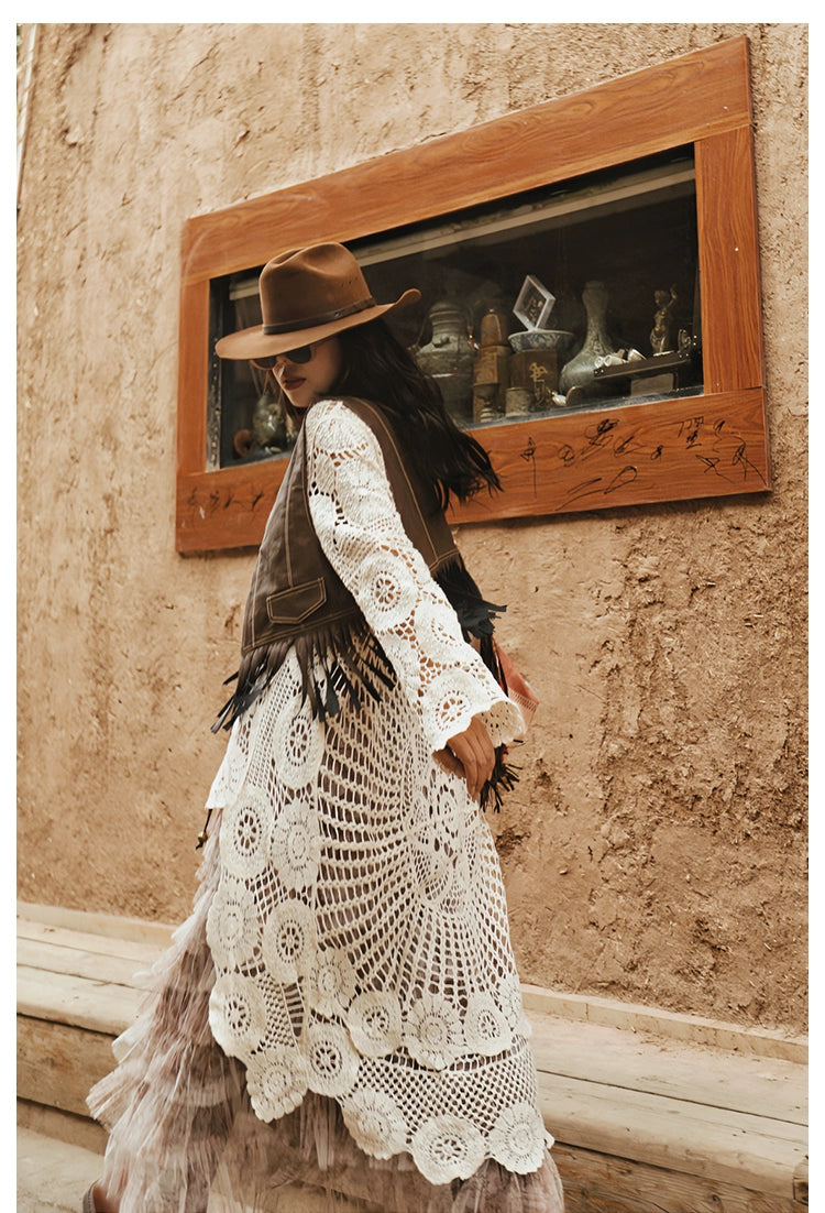 Boho Crochet Lace High-Low Tunic