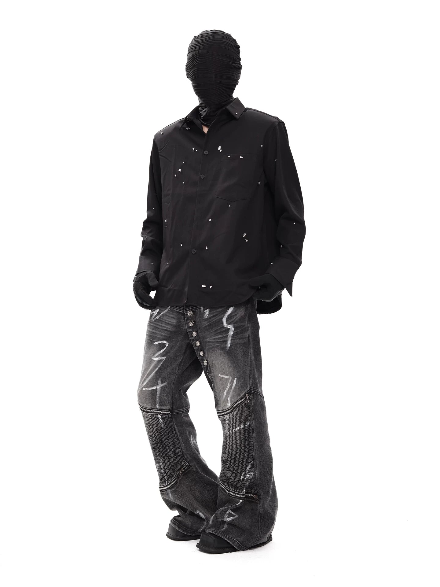 Stellar Drift Speckled Black Shirt