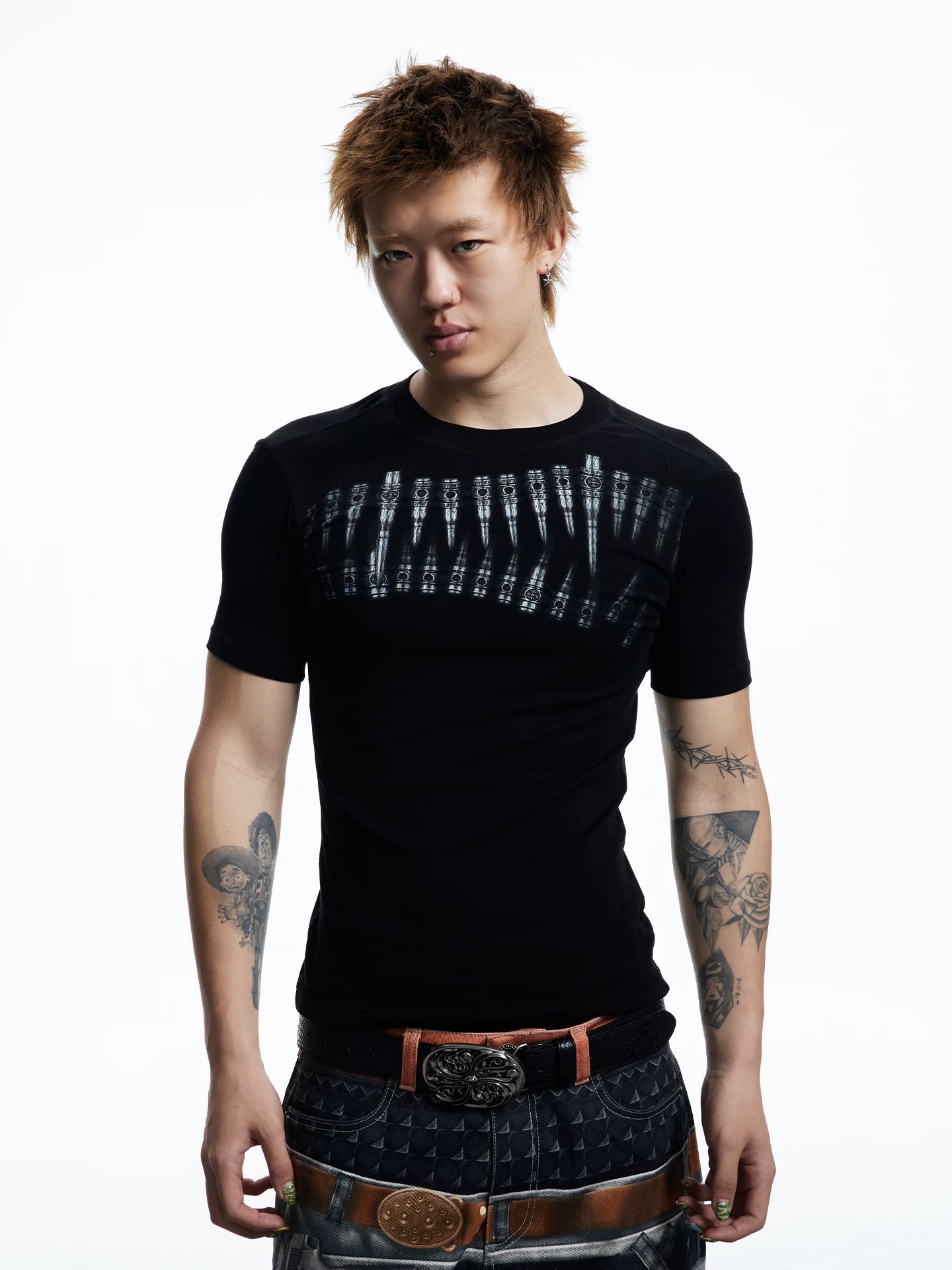 Graphic Teeth Print Slim Fit T-Shirt