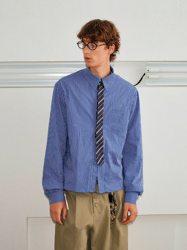 Contrast Collar Shirt and Tie Set