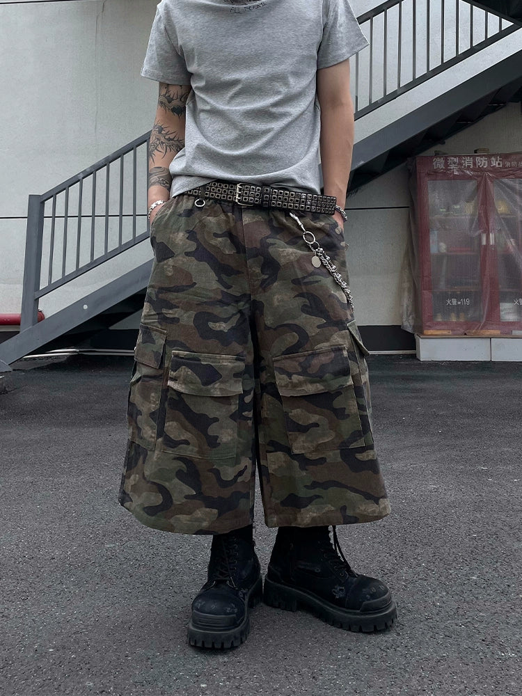 Monochrome Camo Cargo Shorts