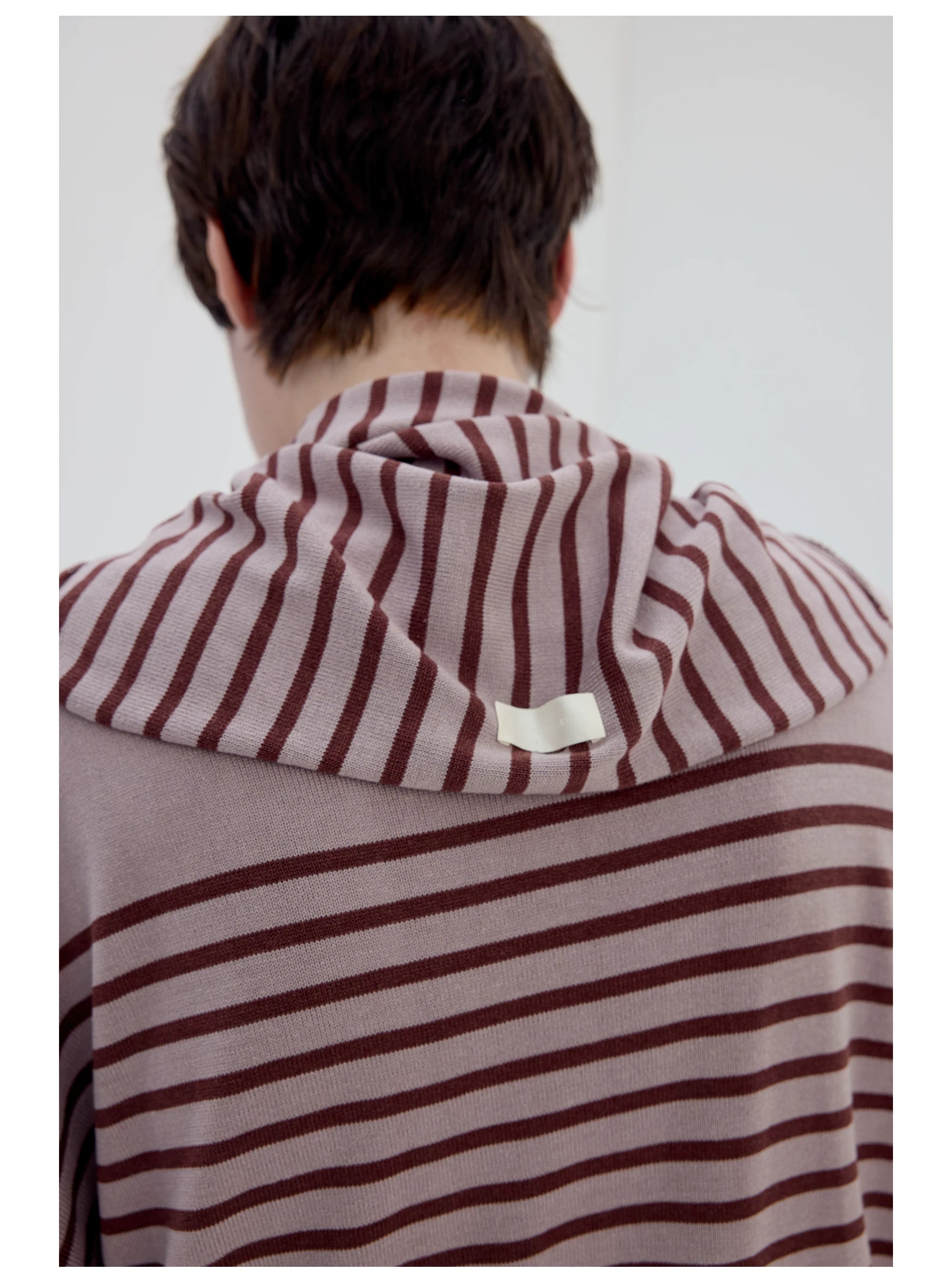 Striped Scarf-Neck Knit Top