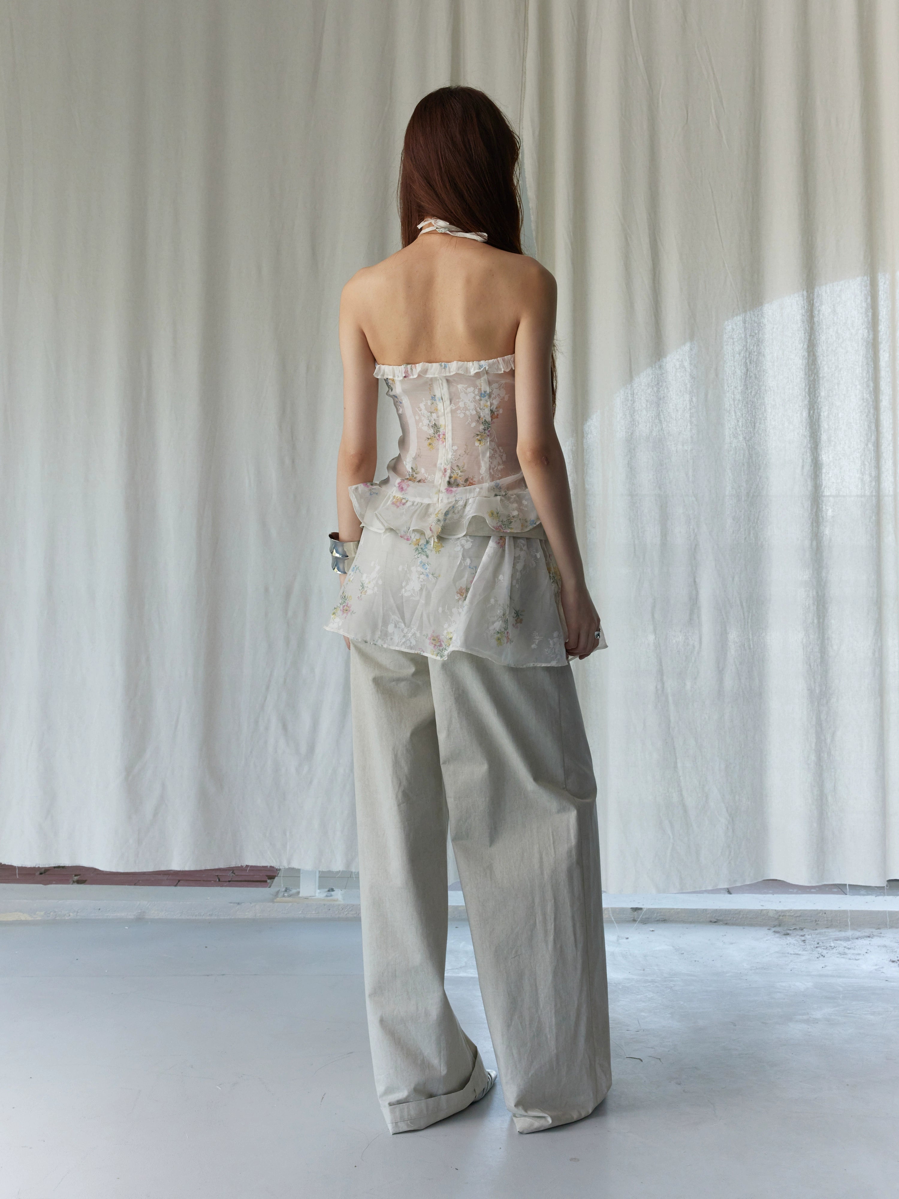 Vintage Floral Print Bustier Vest