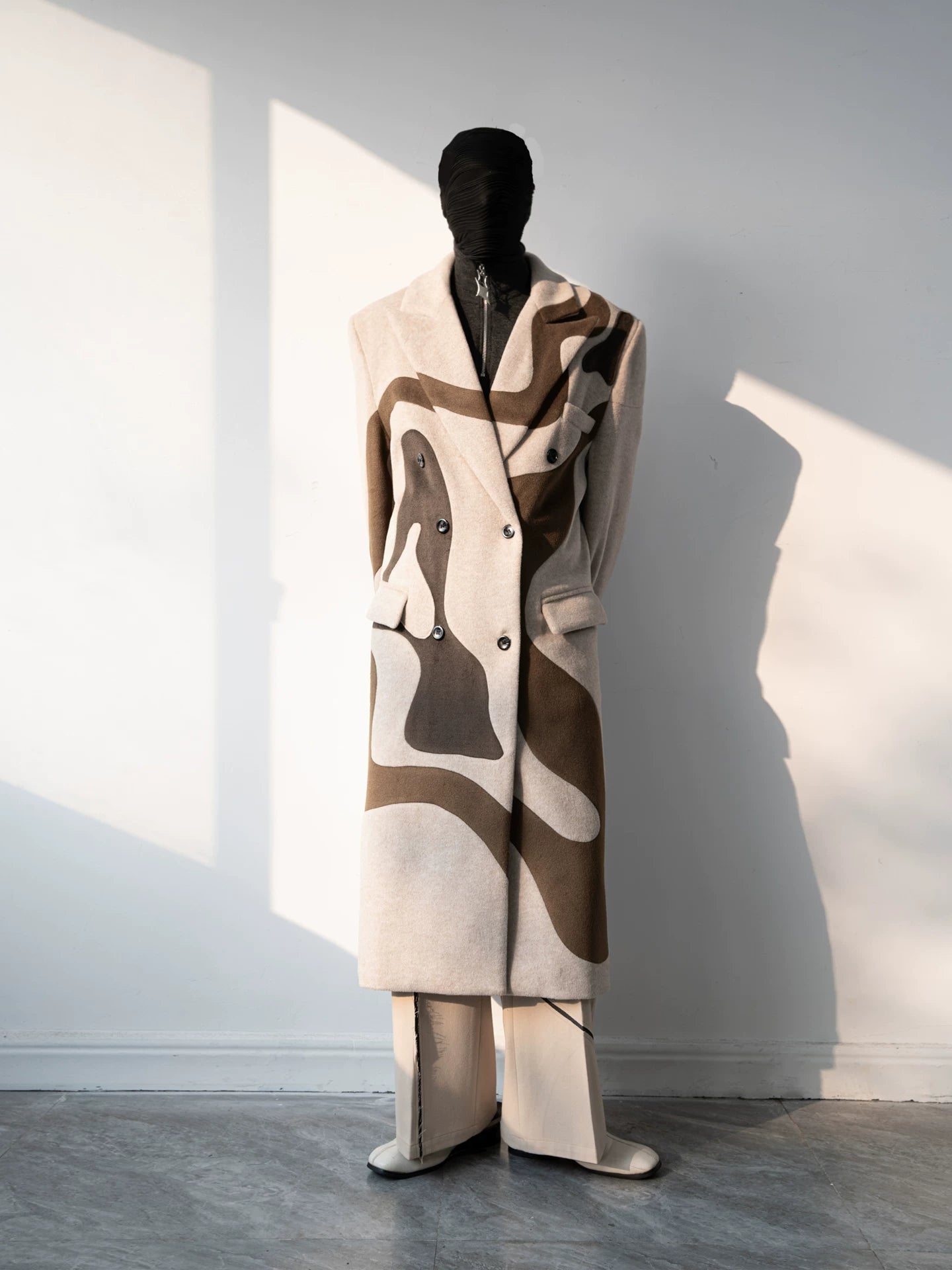 Desert Mirage Sculpted Wool Overcoat