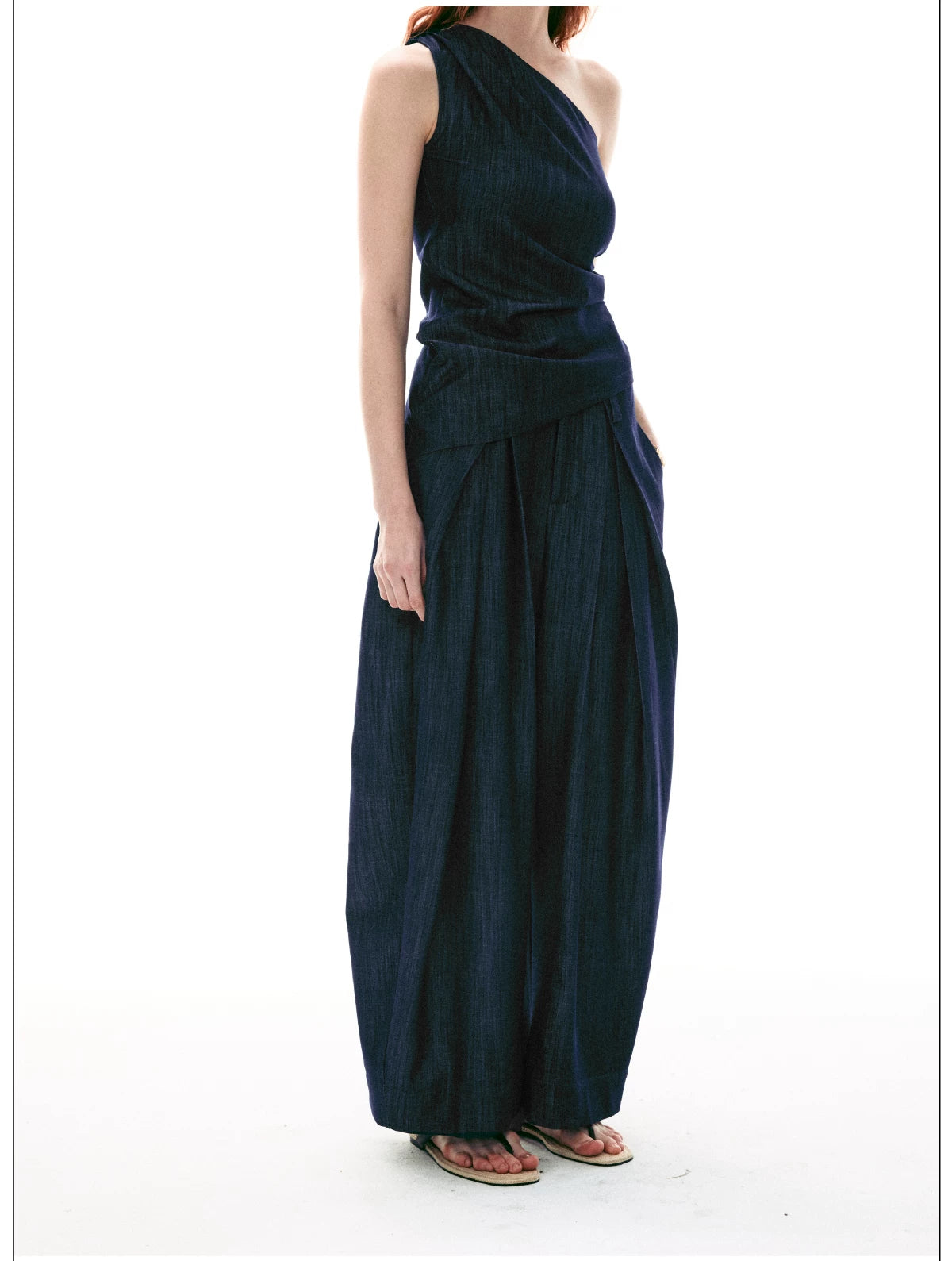 Midnight Meridian One-Shoulder Draped Top