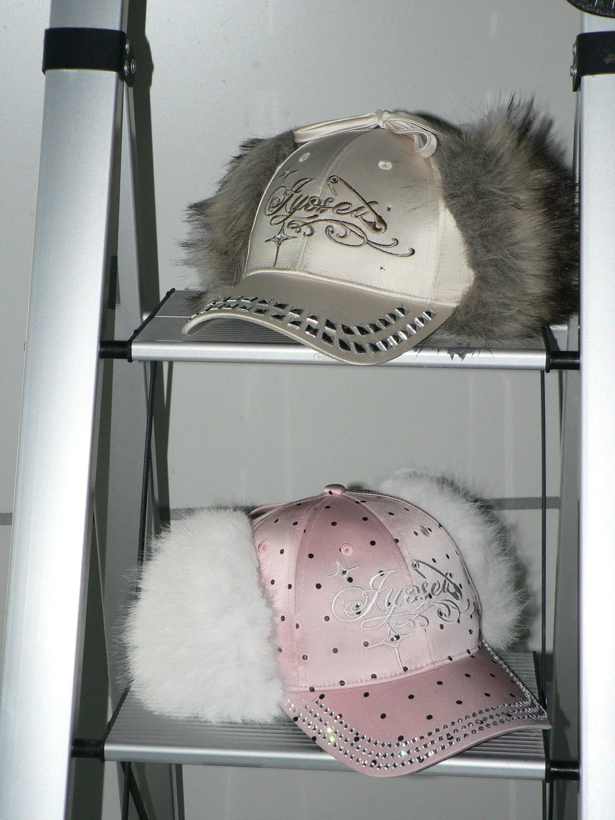Frosted Angel Rhinestone Earflap Caps