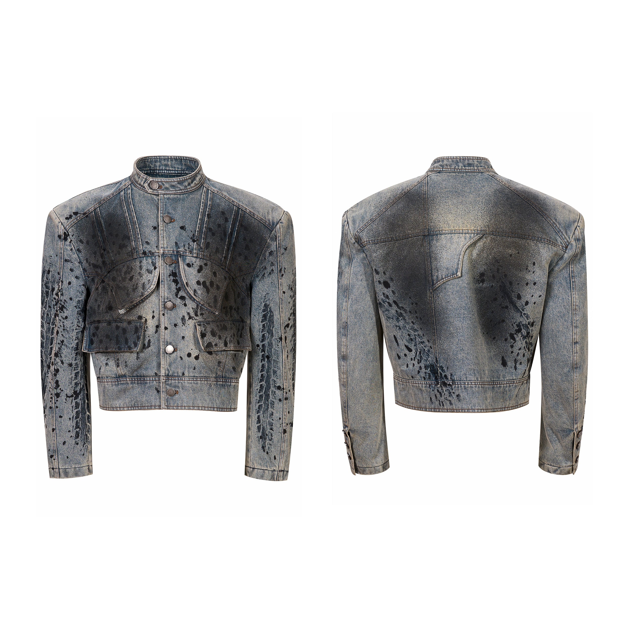 Acid Wash Cropped Denim Jacket and Pants Setup