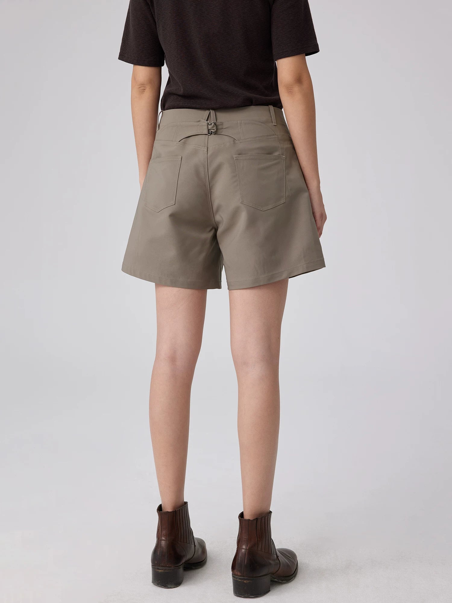 High-Waisted Buckleback Tailored Shorts