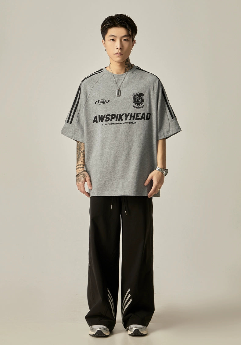 Oversized Grey Athletic Logo T-Shirt