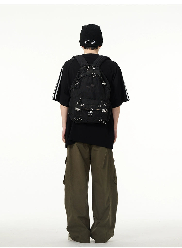 Oversized Graphic T-Shirt with White Stripe Sleeves