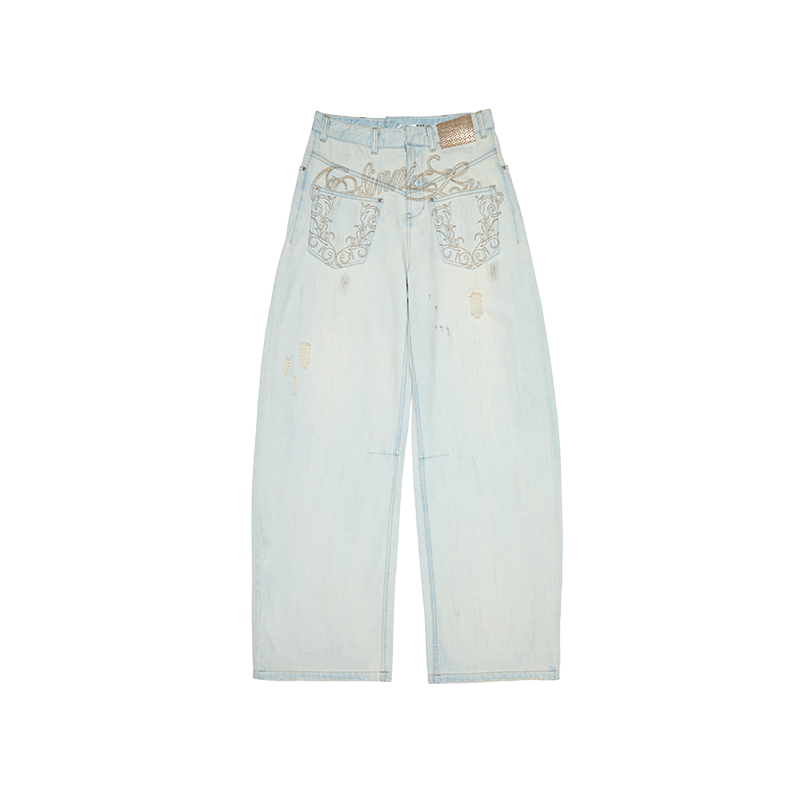 Distressed Arc-Leg Jeans