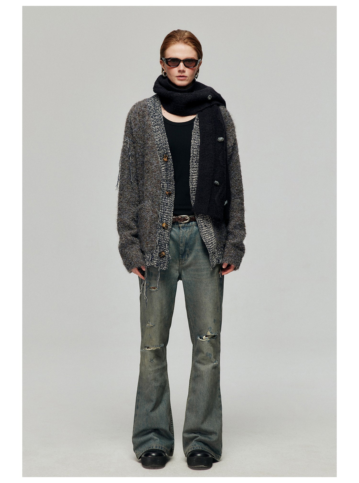 Distressed Wide Leg Flare Jeans