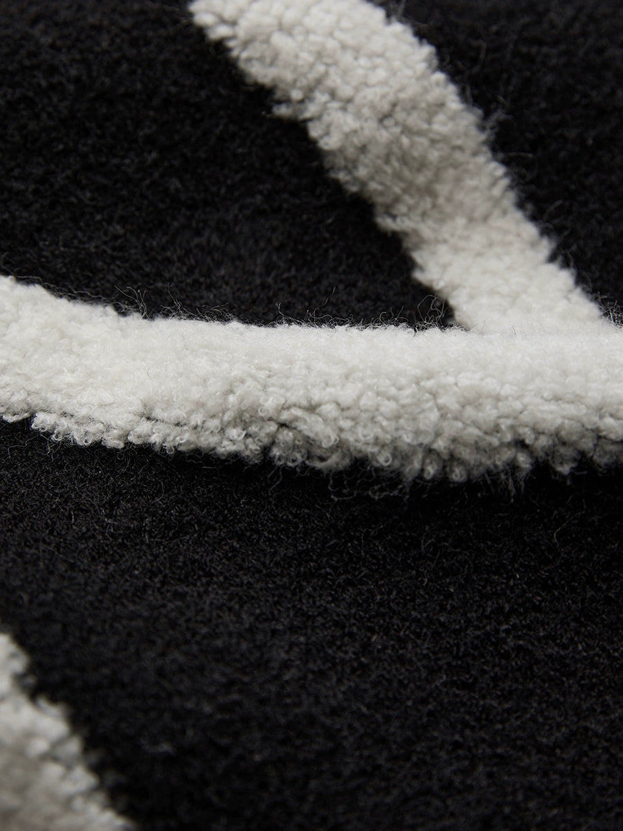 White Striped Black Knit Straight Skirt