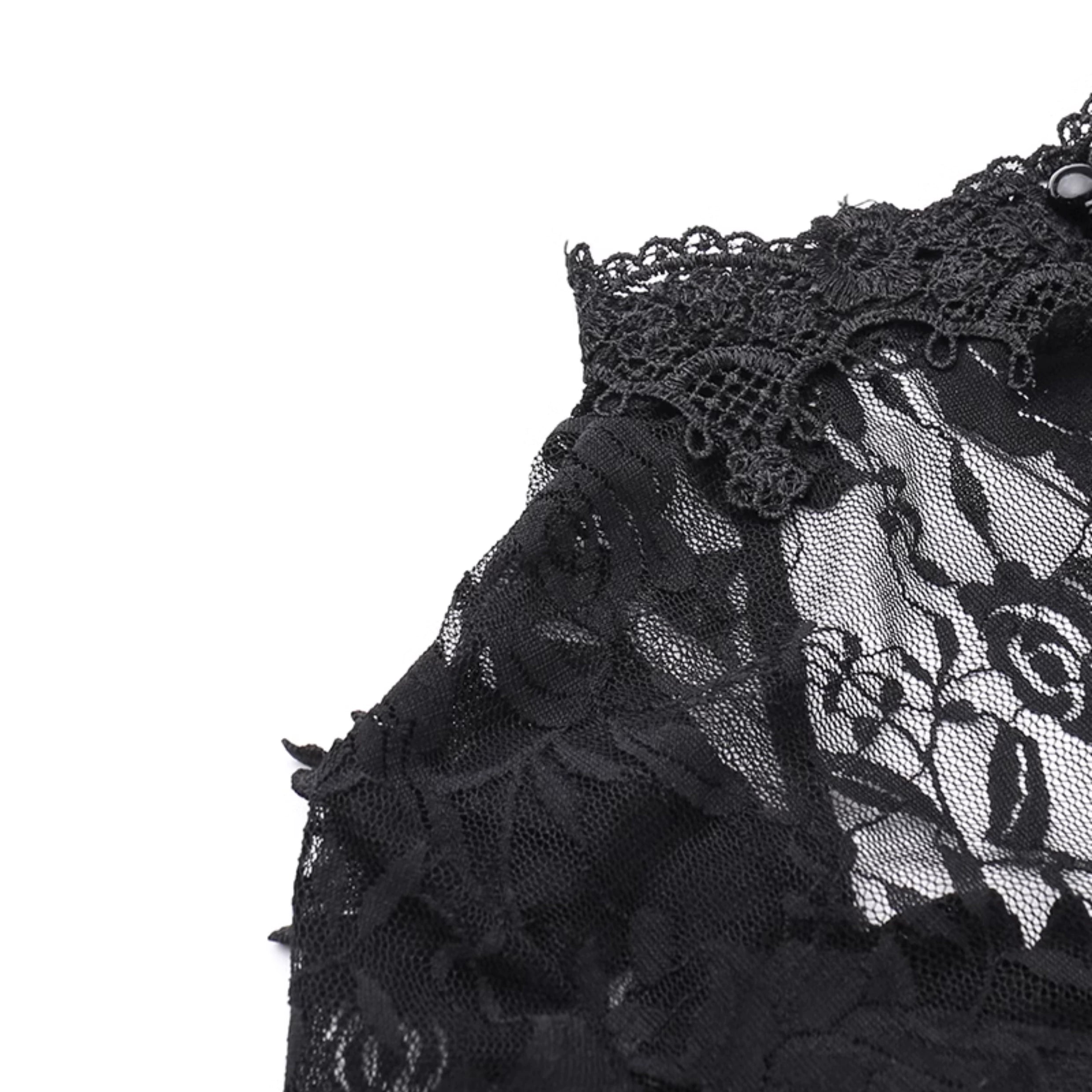 Robe sirène en velours gothique wannathis - robe de plancher en dentelle à manches longues avec collier élevé
