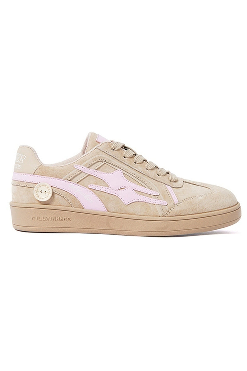 Beige Pink Suede Low-Top Sport Sneakers