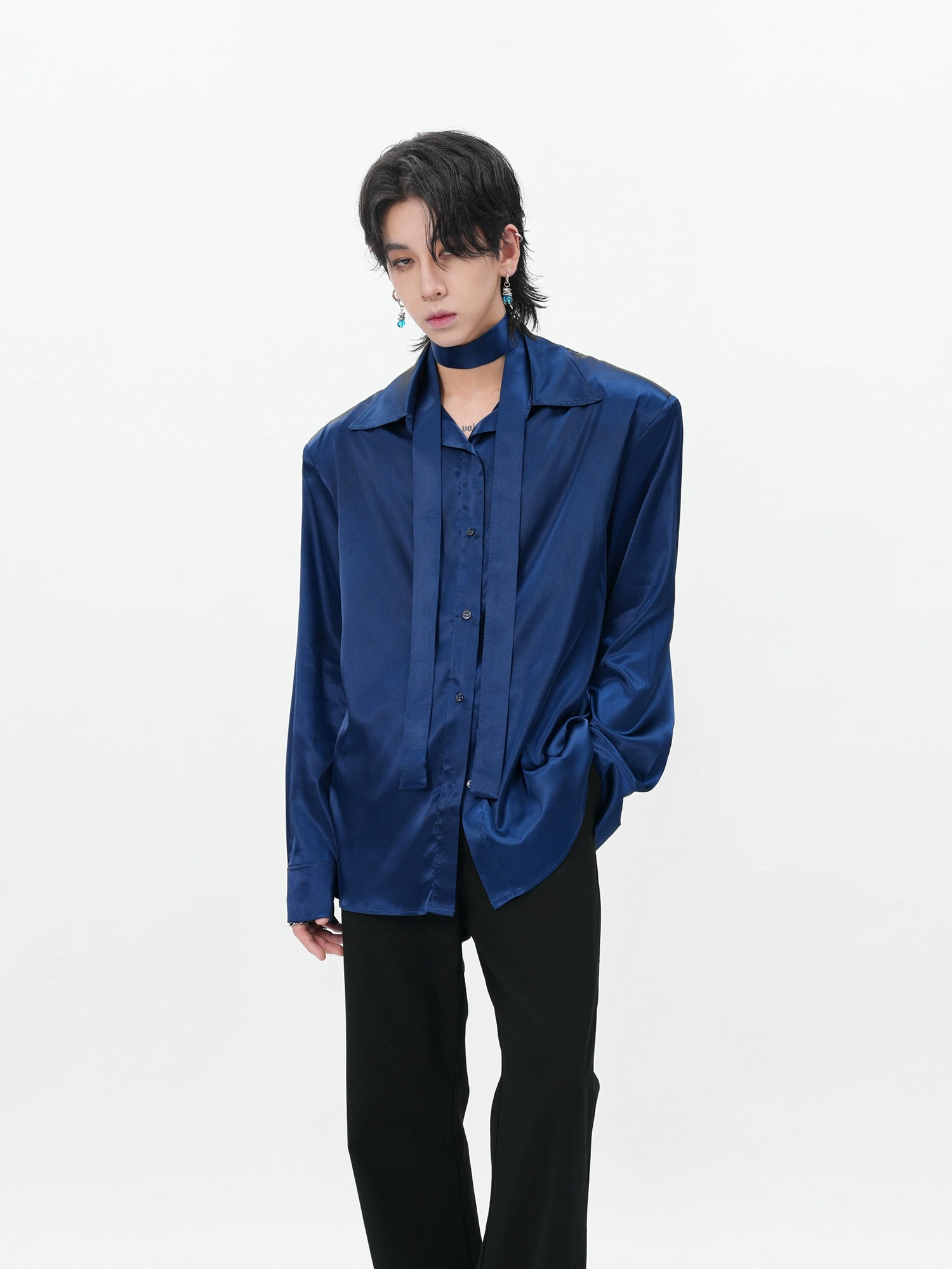 Satin Button-Up Shirt