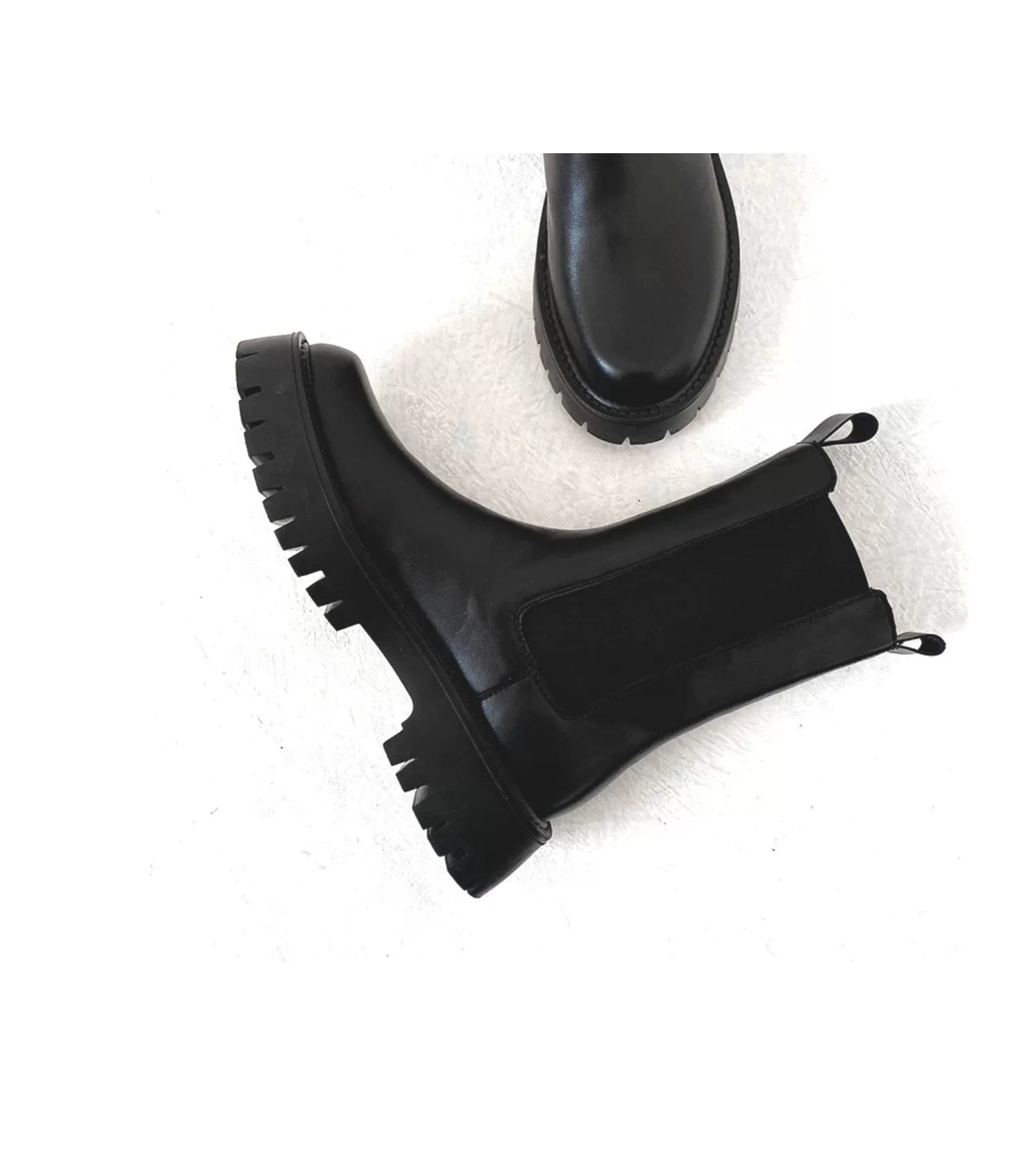 Chunky Sole Black Chelsea Boots