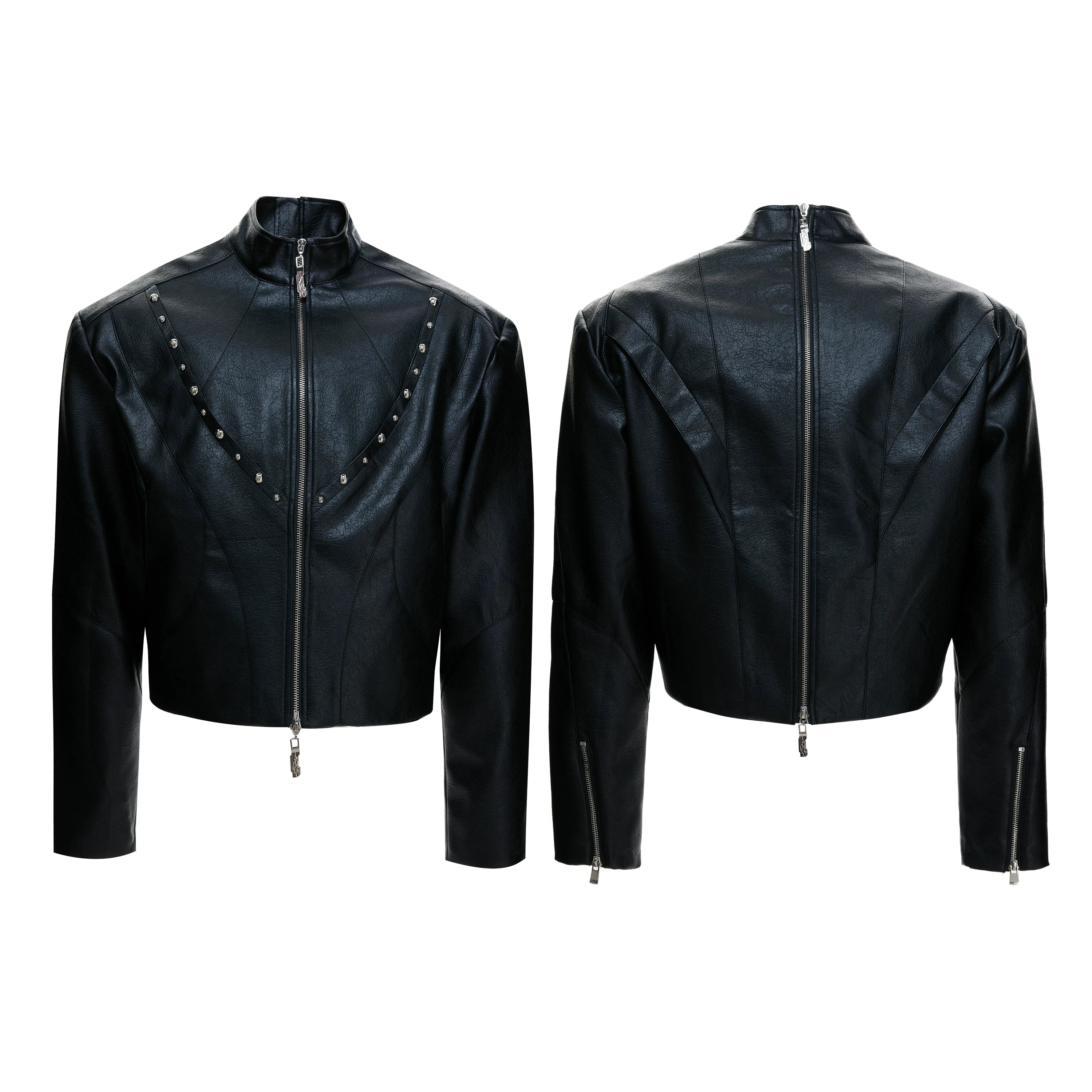 Tiled Halo Studded Leather Blouson
