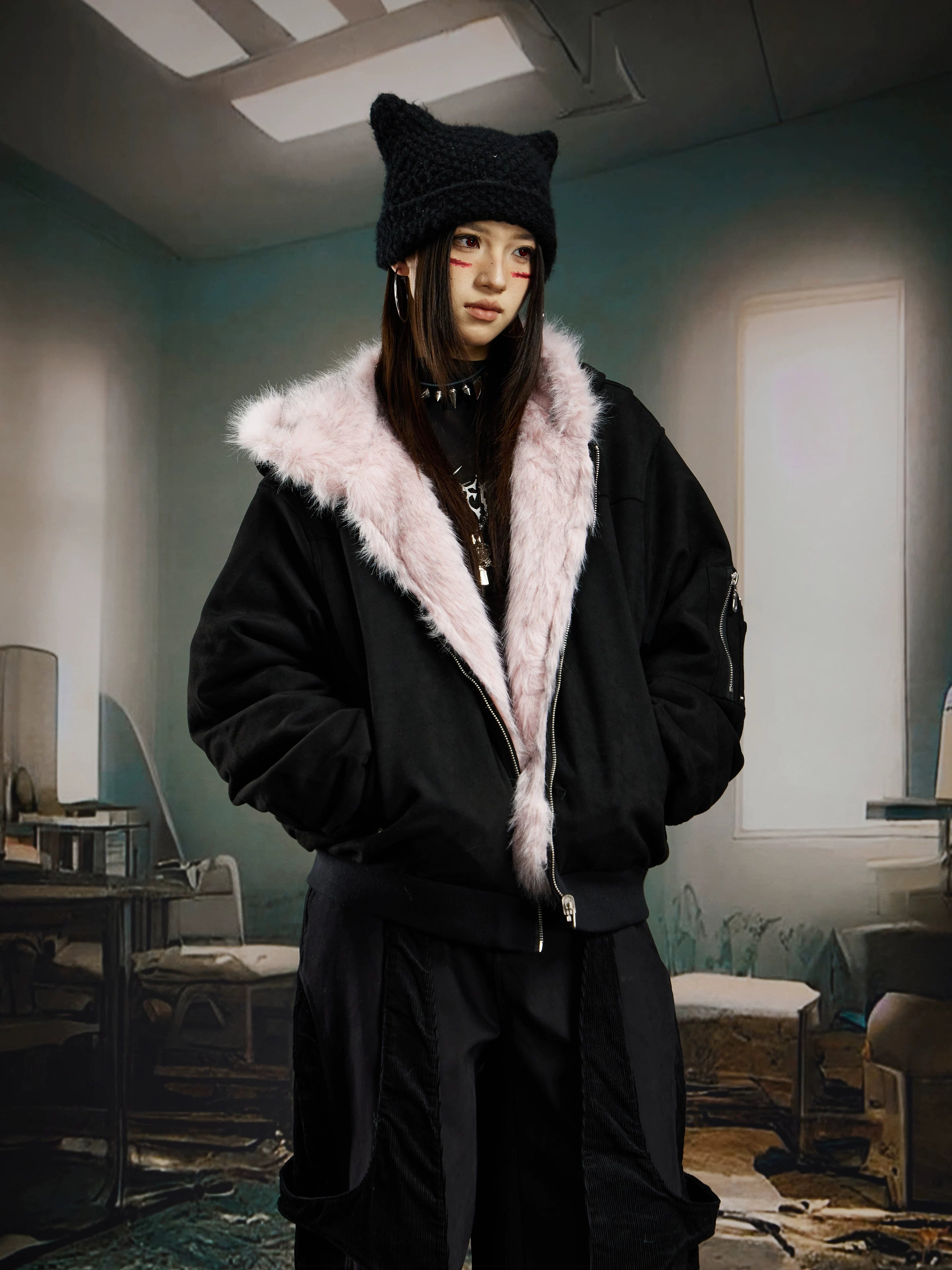 Reverb Reversible Faux‑Fur Hoodie Bomber