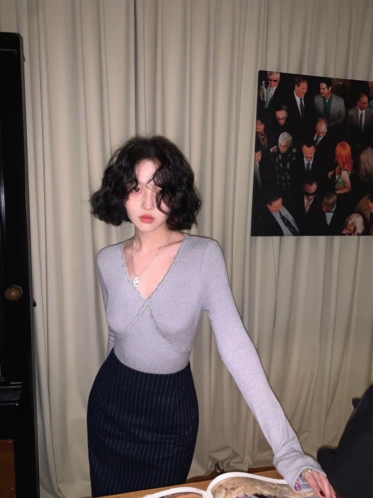 Pinstripe Pencil Brushed Skirt