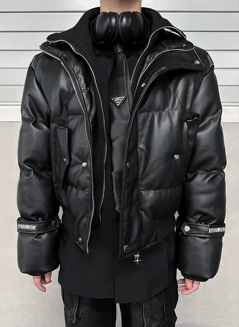 Nightcore Aegis Padded Leather Puffer Jacket