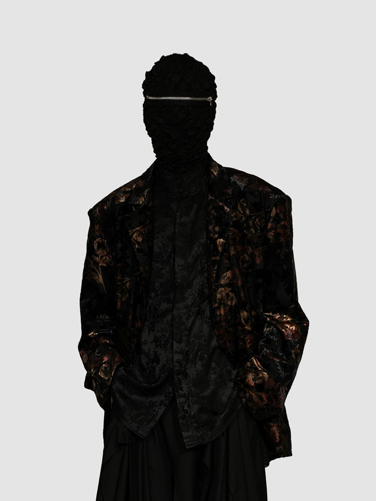 Black Floral Pattern Blazer