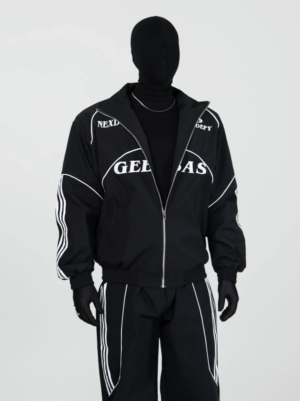 Noir Graphic Piping Moto Jacket and Pants Setup