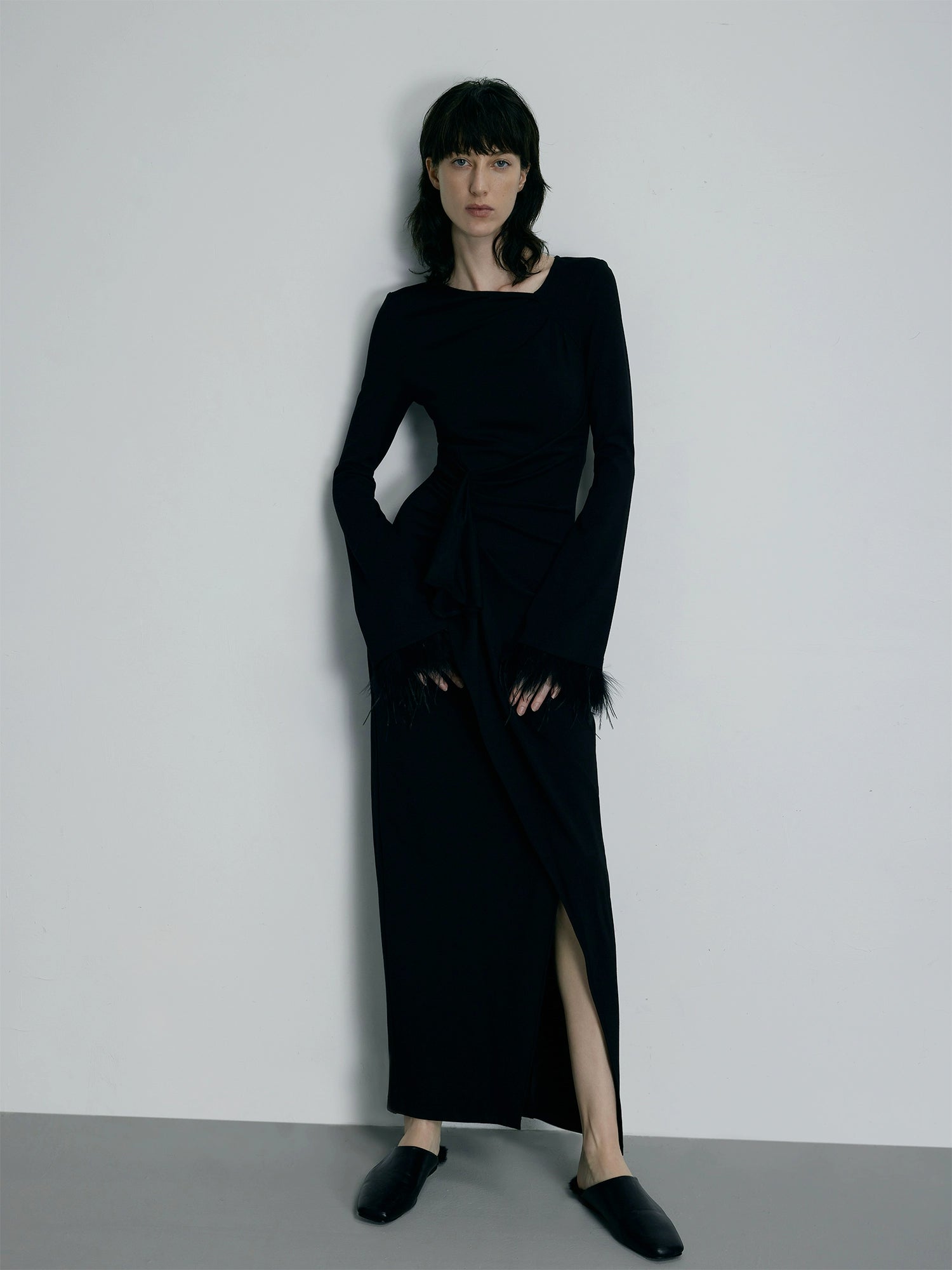 블랙 니트 드레스