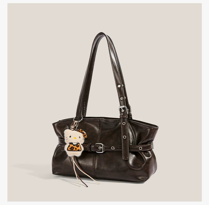 Midnight Kitty Buckle Shoulder Bag