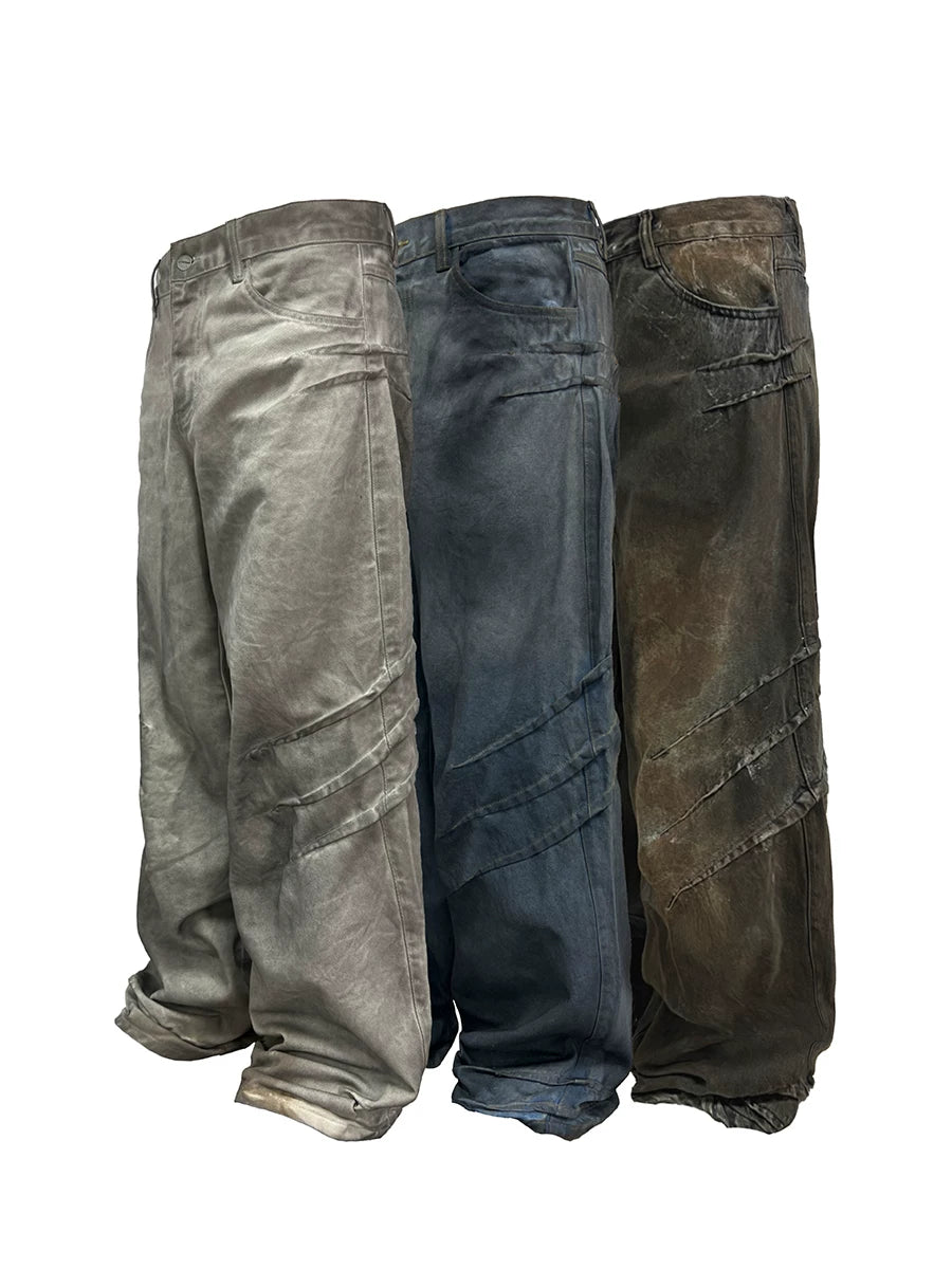 Distressed Stacked Wide-Leg Jeans
