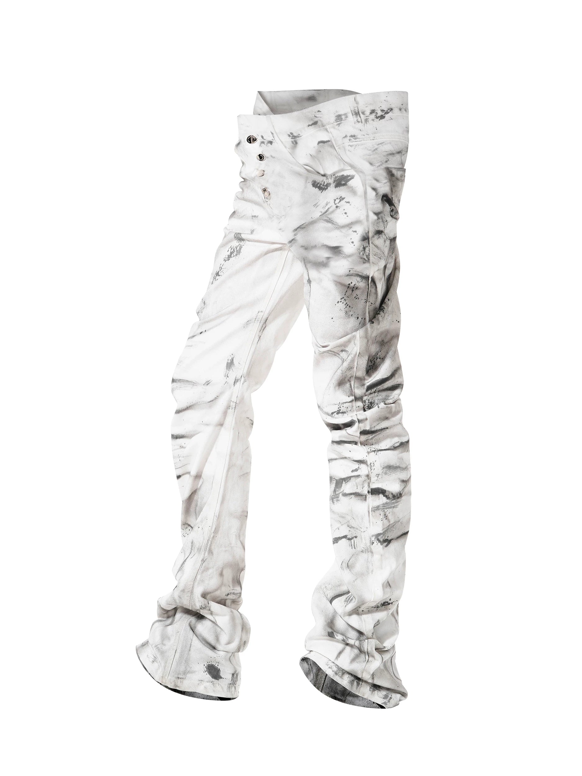 Marble Ash Ruched Stacked Jeans