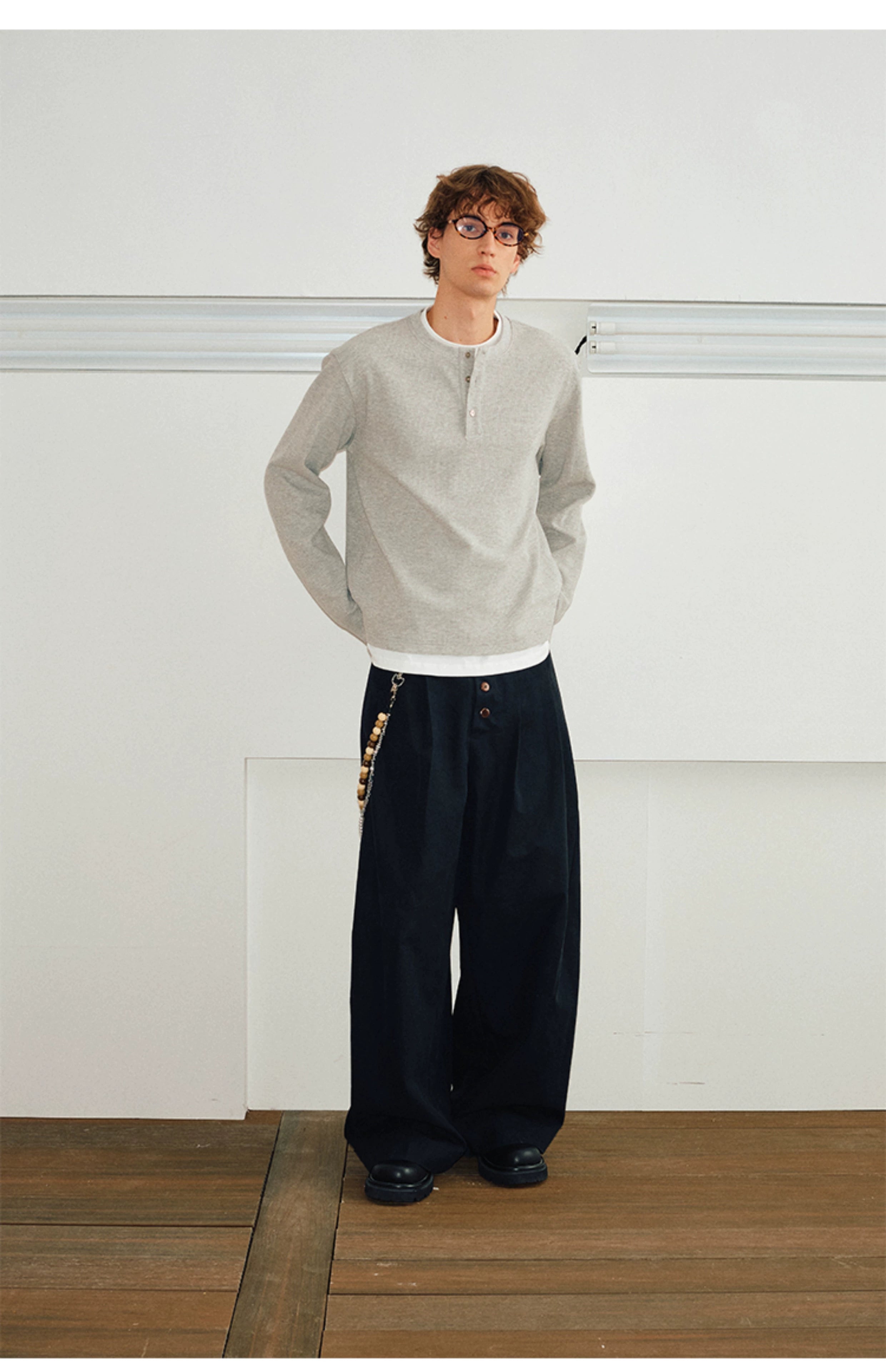 Long Sleeve Slim Layered Henley Shirt