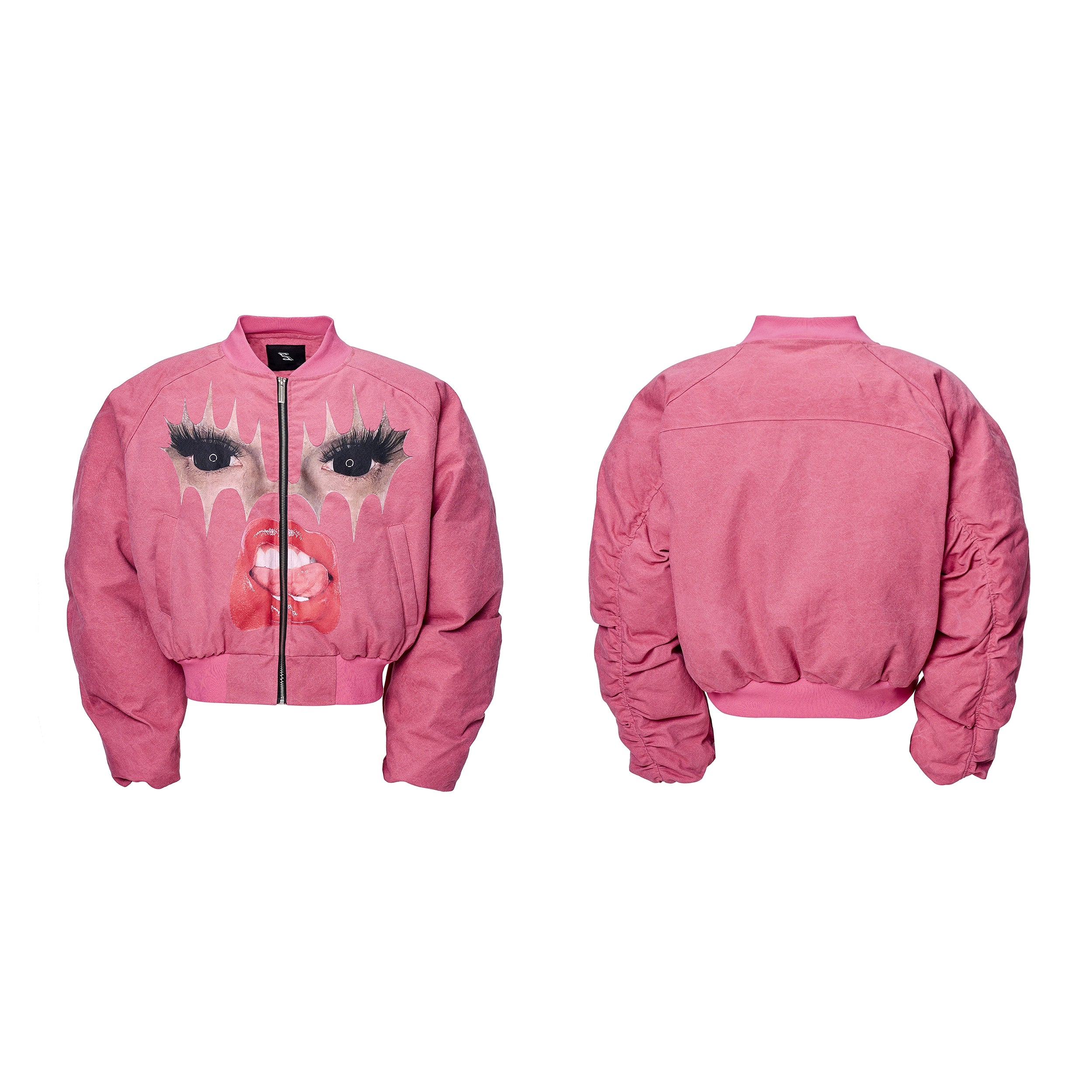 Bomber Jacket with Face Graphic Print