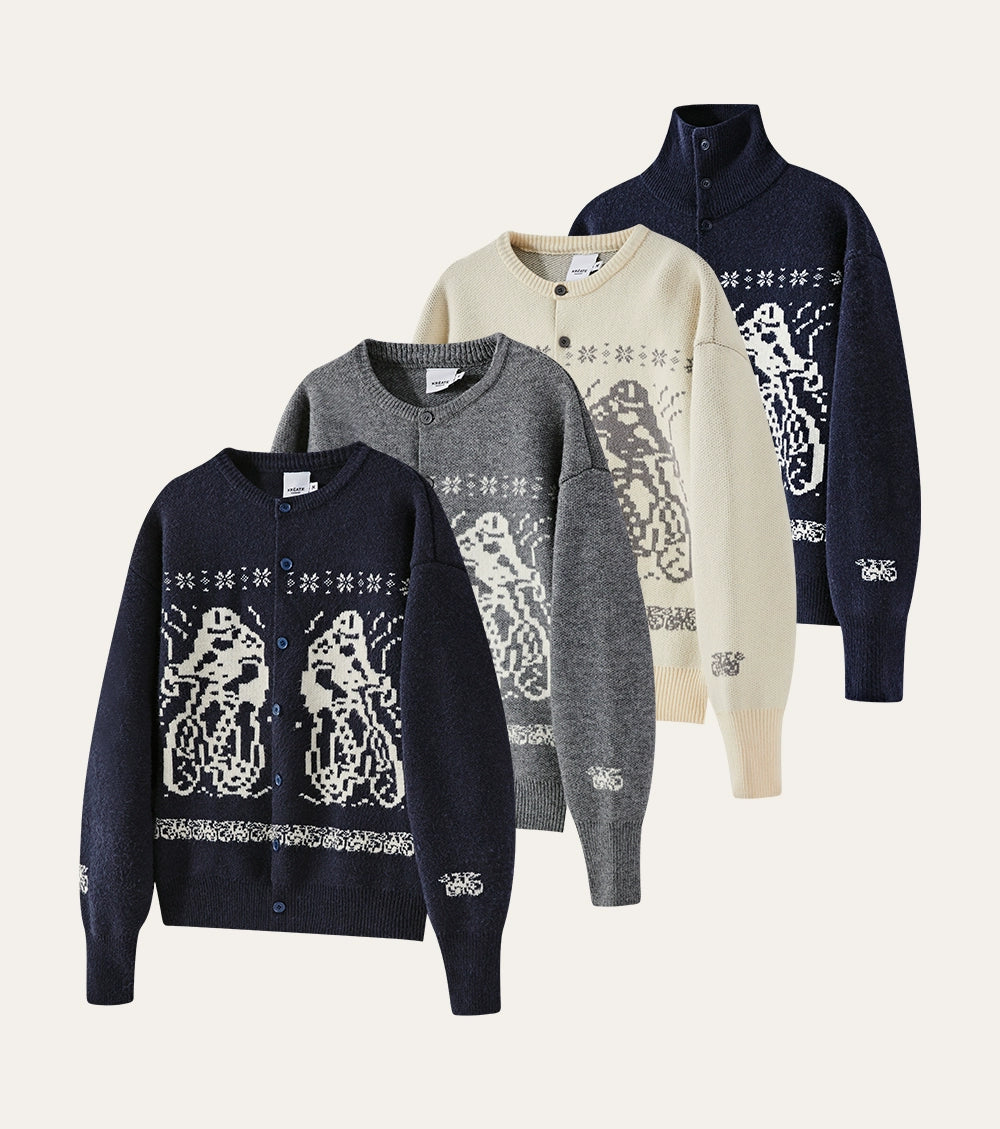 Arctic Fleece Animal Motif Button Cardigans and Sweaters