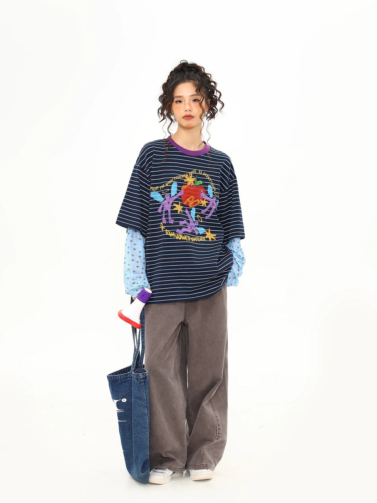 Cosmic Friends Striped Graphic Tee