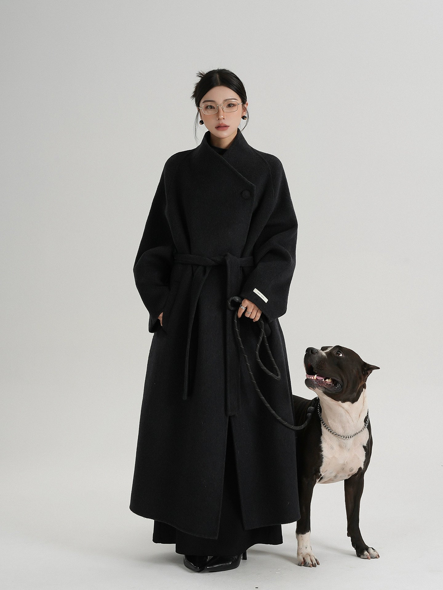 Midnight Guardian Wrap Wool Coat