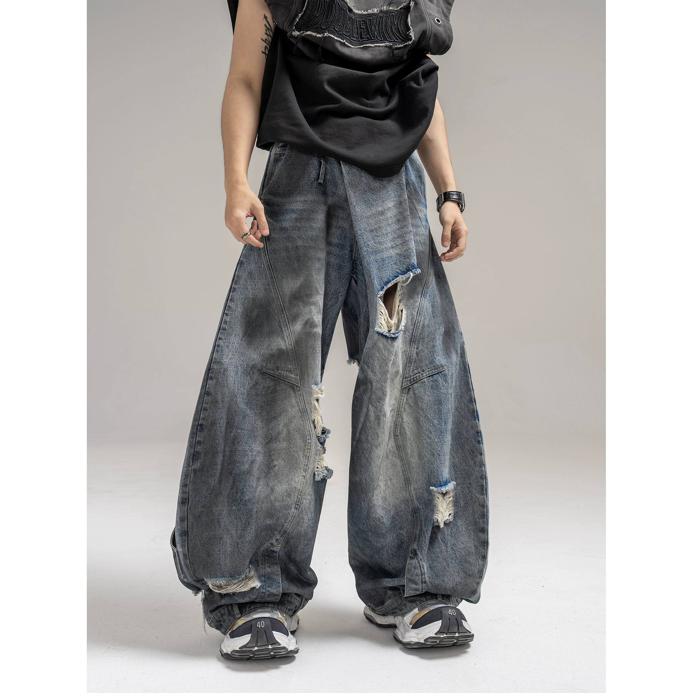 Shatterfade Ripped Wide Jeans