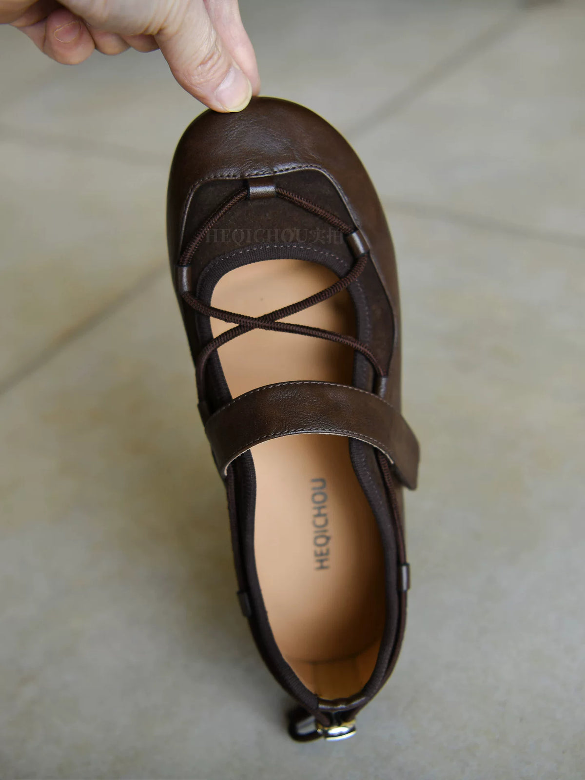 Cocoa Lace-Up Mary Jane Flats