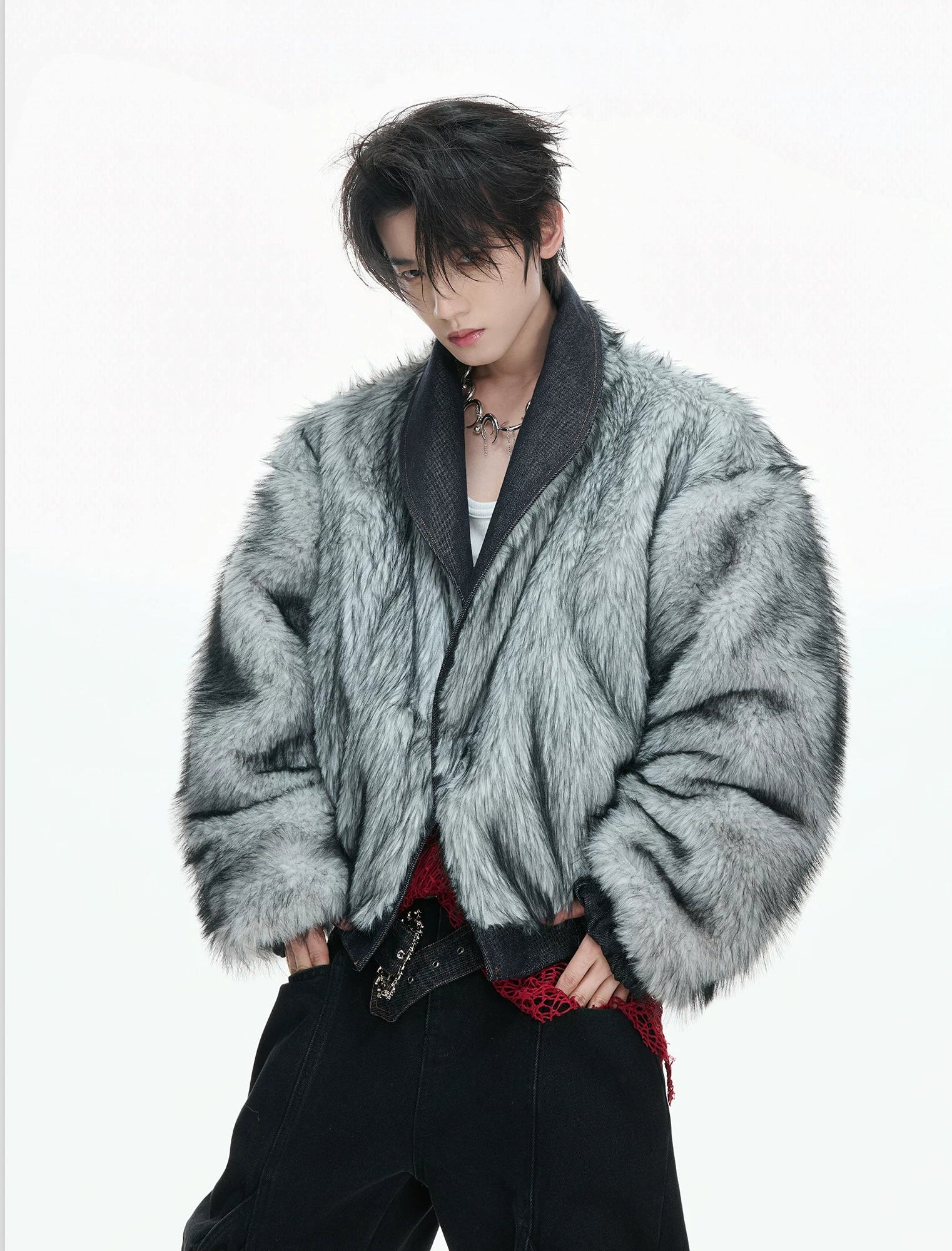 Frostmane Cavalry Faux-Fur Denim Blouson