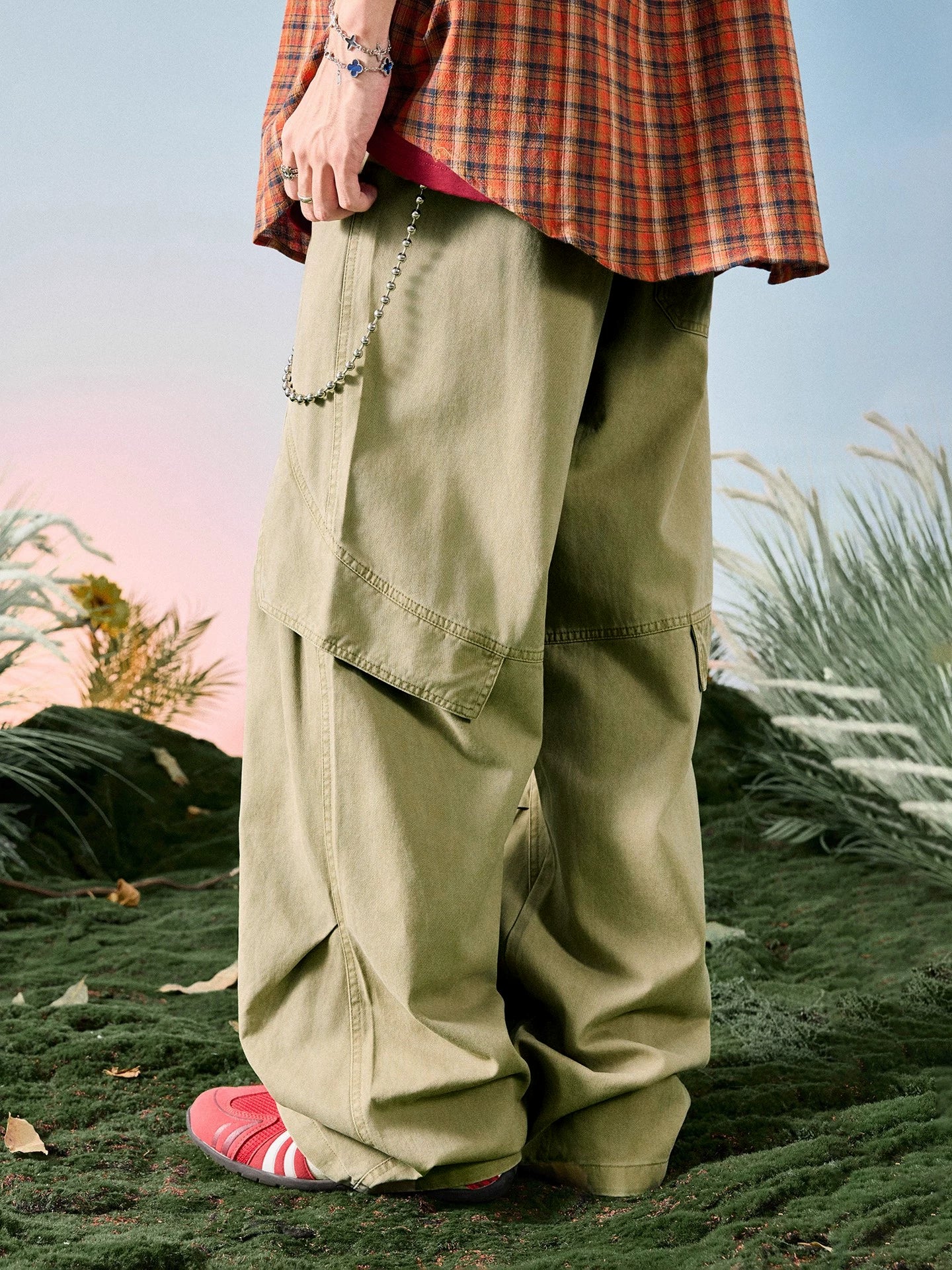 Origami Panel Relaxed Wide Leg Pants