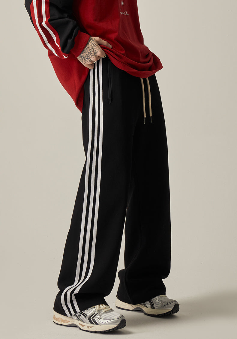 Brown Striped Wide Track Pants