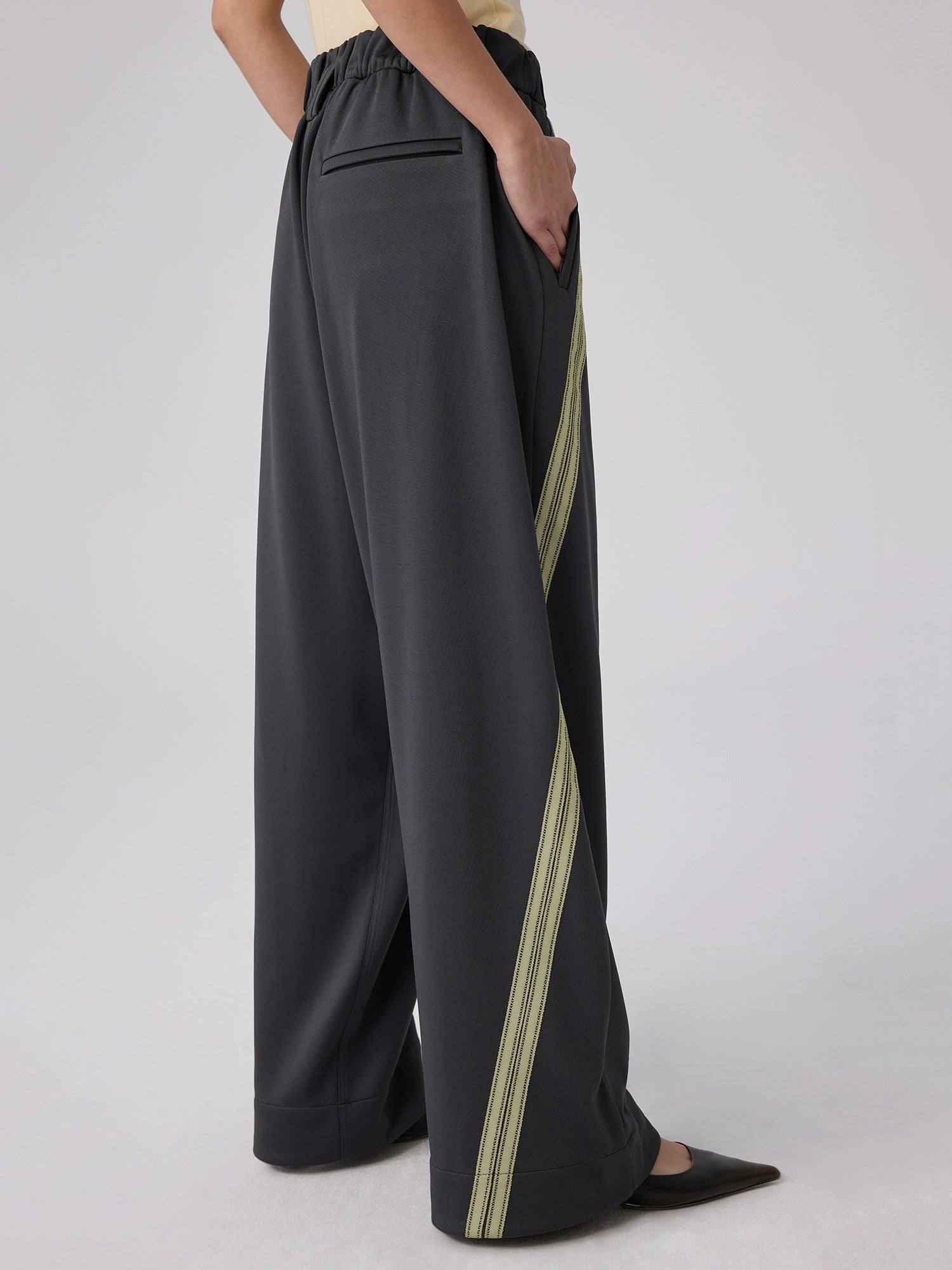 Wide Leg Track Pants with Side Stripe