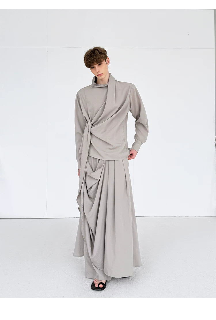 Stone Drape Layered Pants