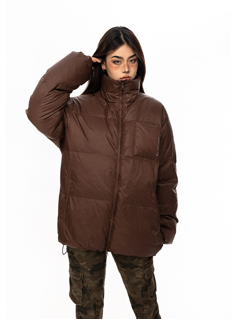 Stand Collar White Duck Down Jacket - chiclara
