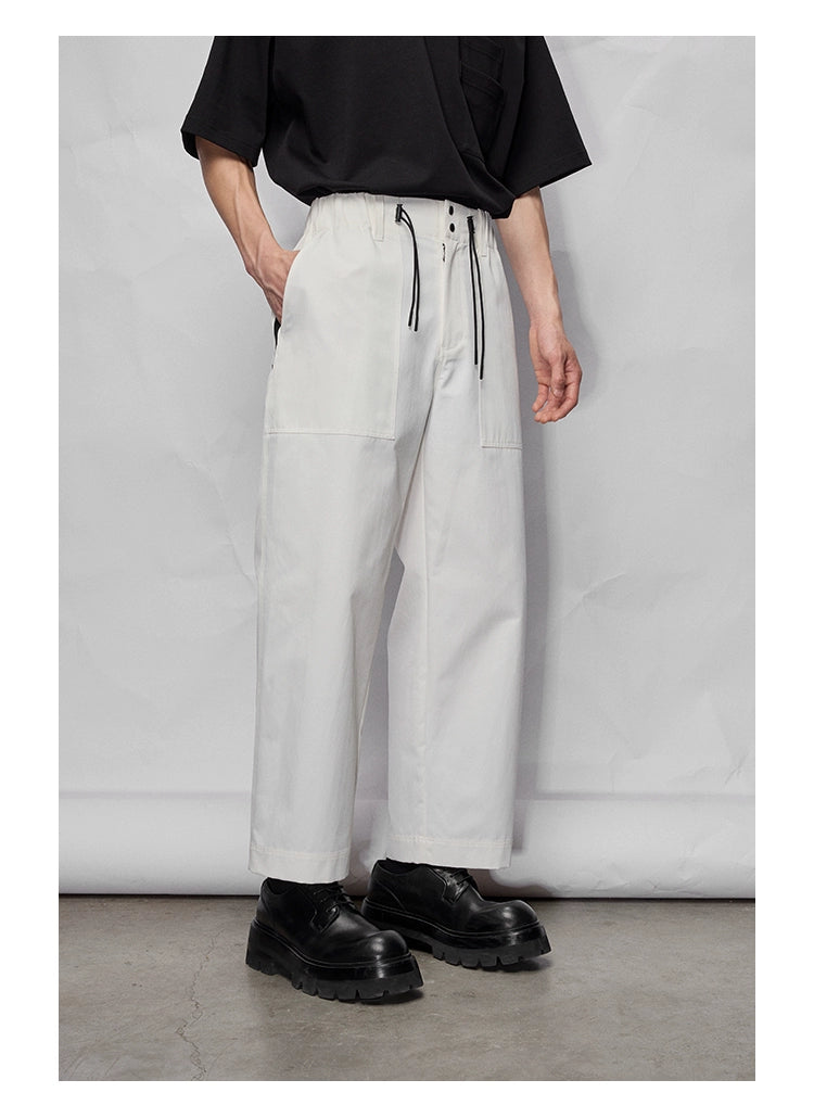 Pantalones cortados/de longitud recta de corte recto ancho