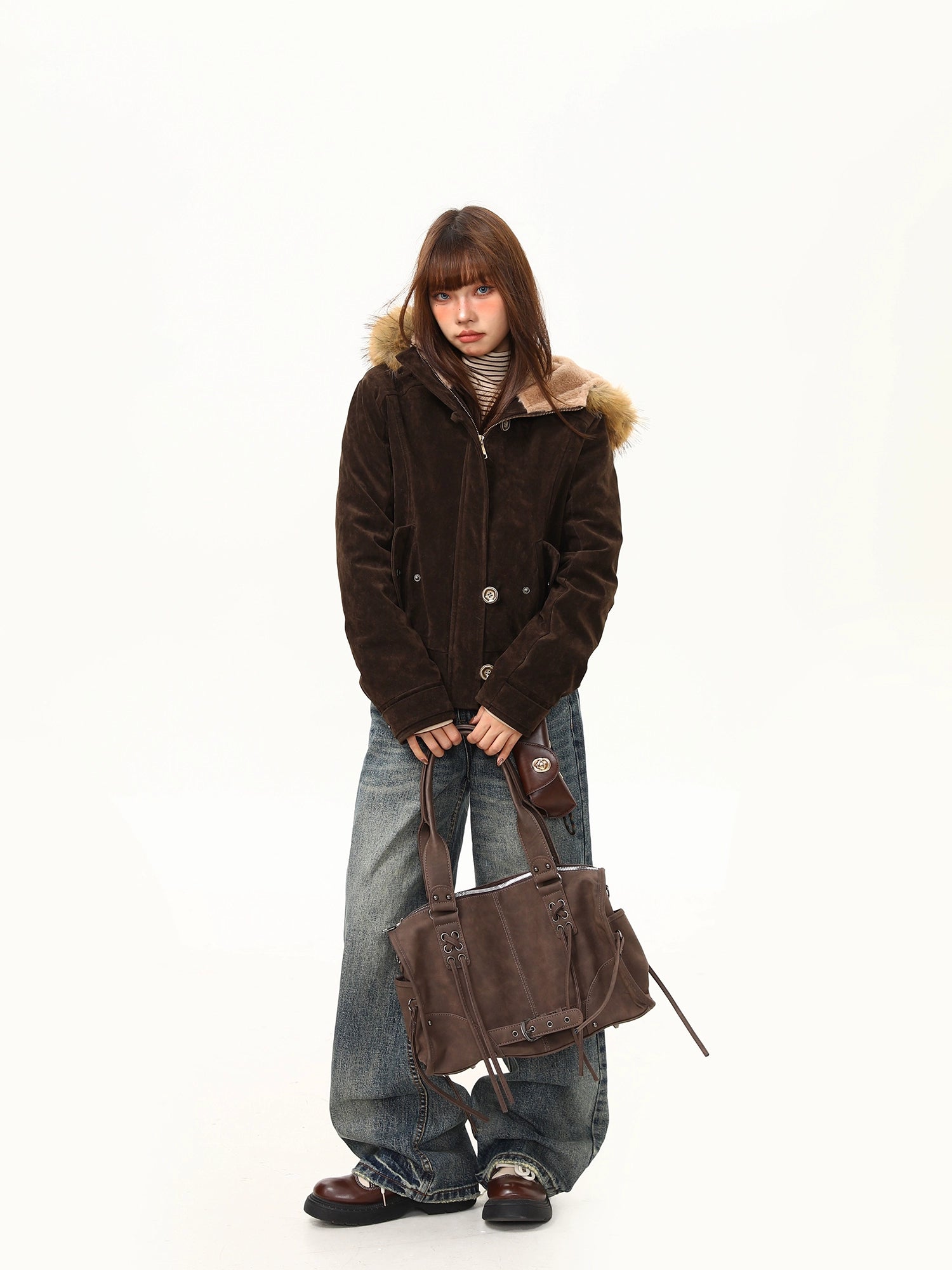 Mocha Trail Faux-Fur Hood Jacket