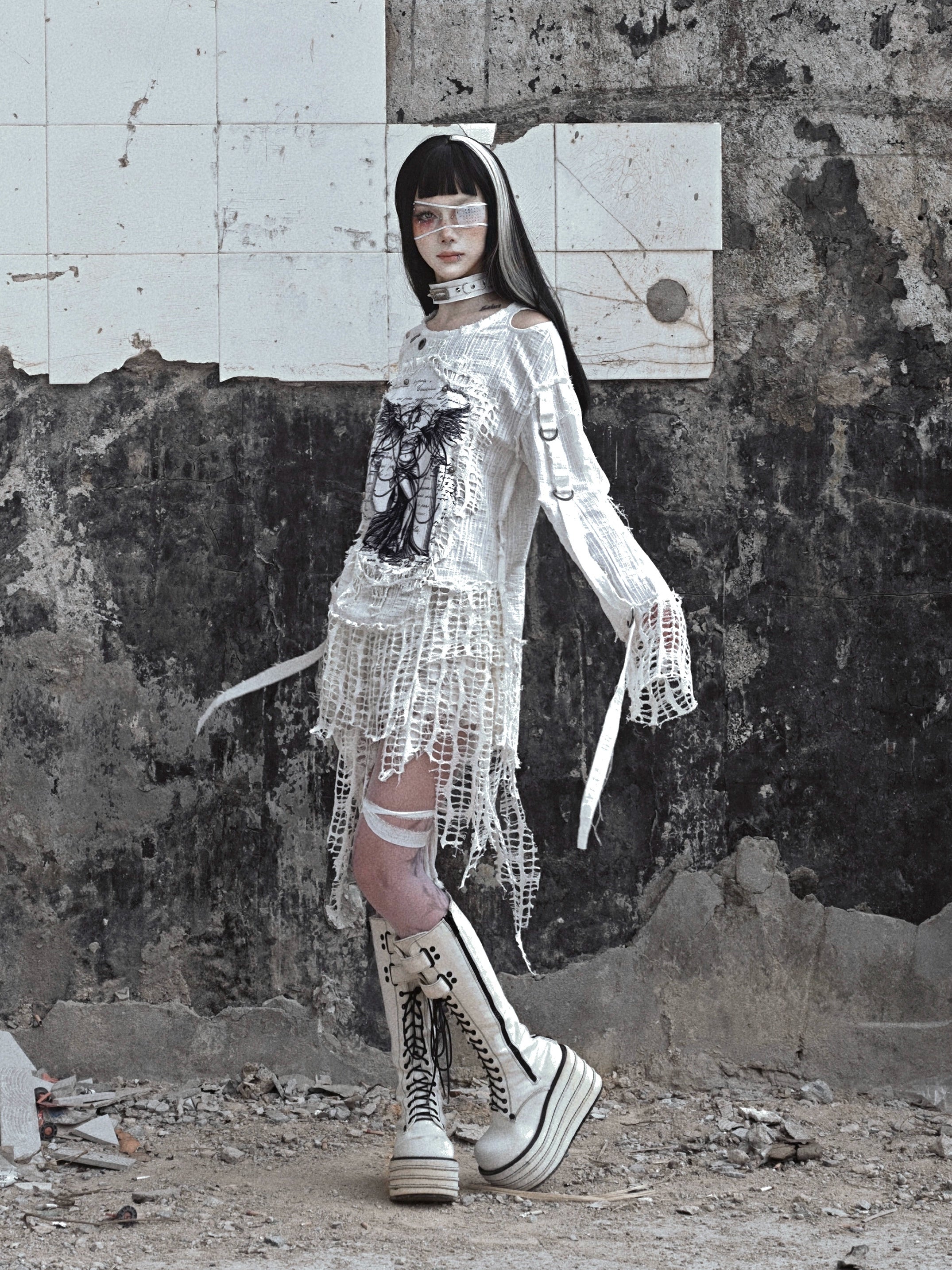Gothic Angel Distressed Lace Sweater
