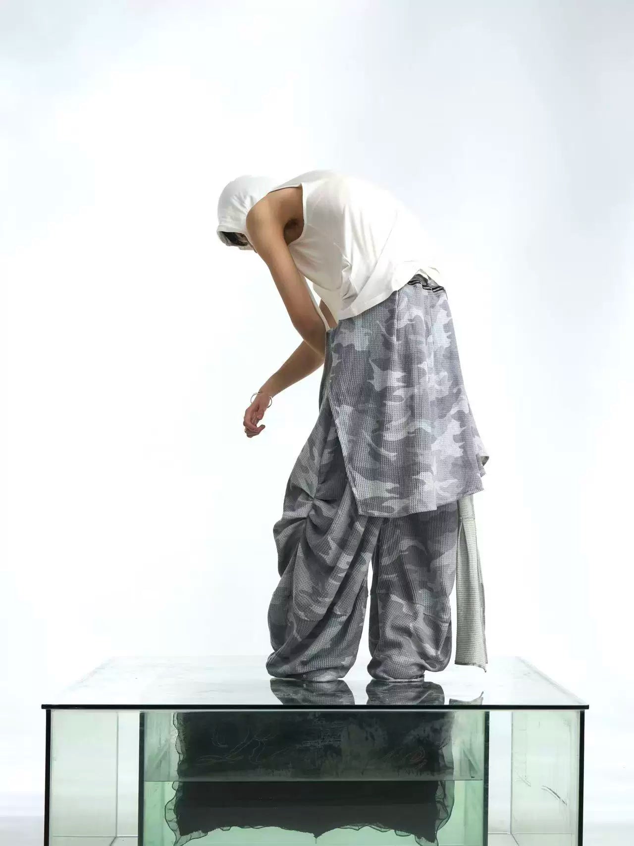 Layered Camouflage Balloon Sweatpants